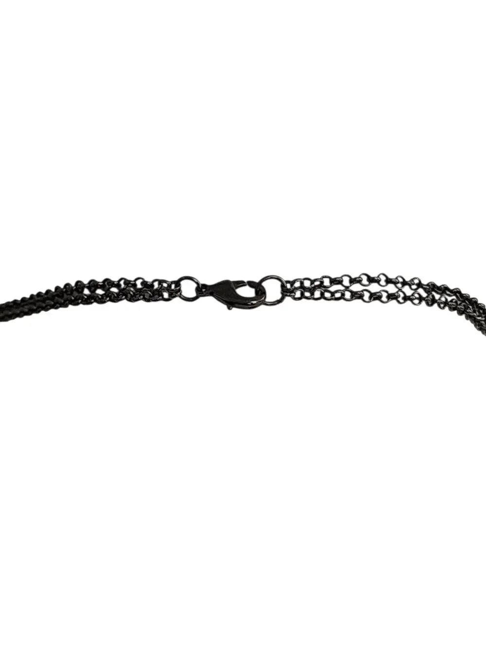 Silvertone Gunmetal Beaded Multi Strand Layered Necklace